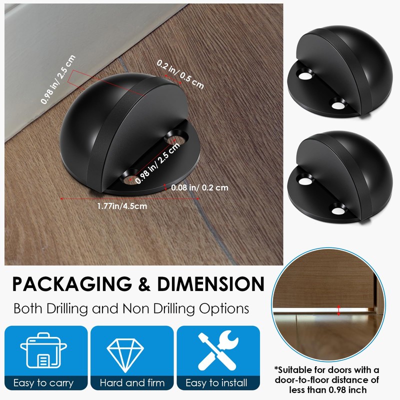 MorningRo 2 Pcs Self Adhesive Door Stoppers, Stainless Steel Floor