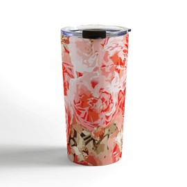 Society6 83 Oranges Fiona Floral Travel Mug, 20oz, Pink