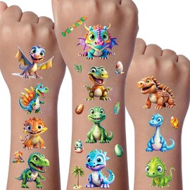 Dinosaur Glitter Tattoo Set, 12 Sheets Dino Temporary Glitter Tattoo, Dinosaur Gift, Dino Birthday Decoration Party, Party Bag Birthday