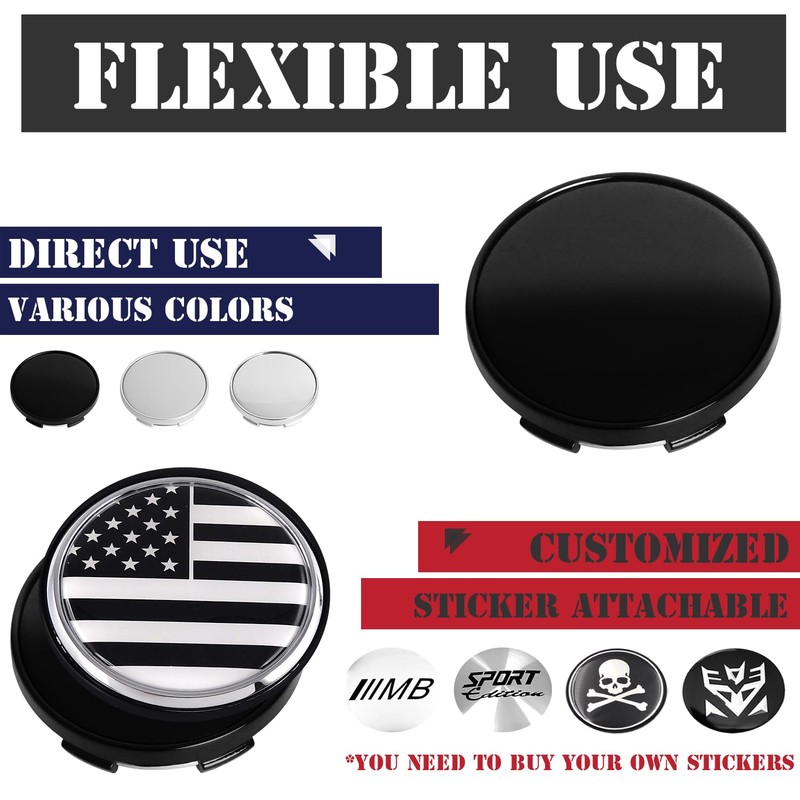 KitsPro 2.2Inch 56MM Wheel Center Caps, Pack of 4 (Gloss