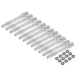 PATIKIL Aluminum Dart Shafts 35mm, 12 Pack 2BA Thread Dart Stems Replacement Accessories with Rubber Rings for Steel Tip, Silver