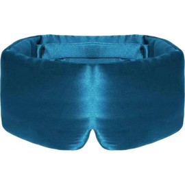 Sleep Mask, 100% Natural Silk Eye Mask for Sleeping, Eye Cover with Adjustable Velcro Large-Size Blindfold for Men & Women Travel Office Nap Airplane(Navy Blue)