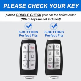 WiiLemz Key Fob Cover for Genesis with Key Chain, Upper Leather + Soft TPU Key Cover Case Shell for Genesis G70 G80 G90 GV70 GV80 GV90 (6-Buttons, Rose Gold)