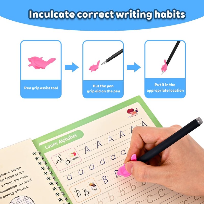 PEOCEFOY Magic Pens & Refills for Grooved Handwriting Workbooks,Disappearing Ink