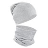 Alkato Unisex Beanie Hat and Scarf Set Plain, grey mixed,