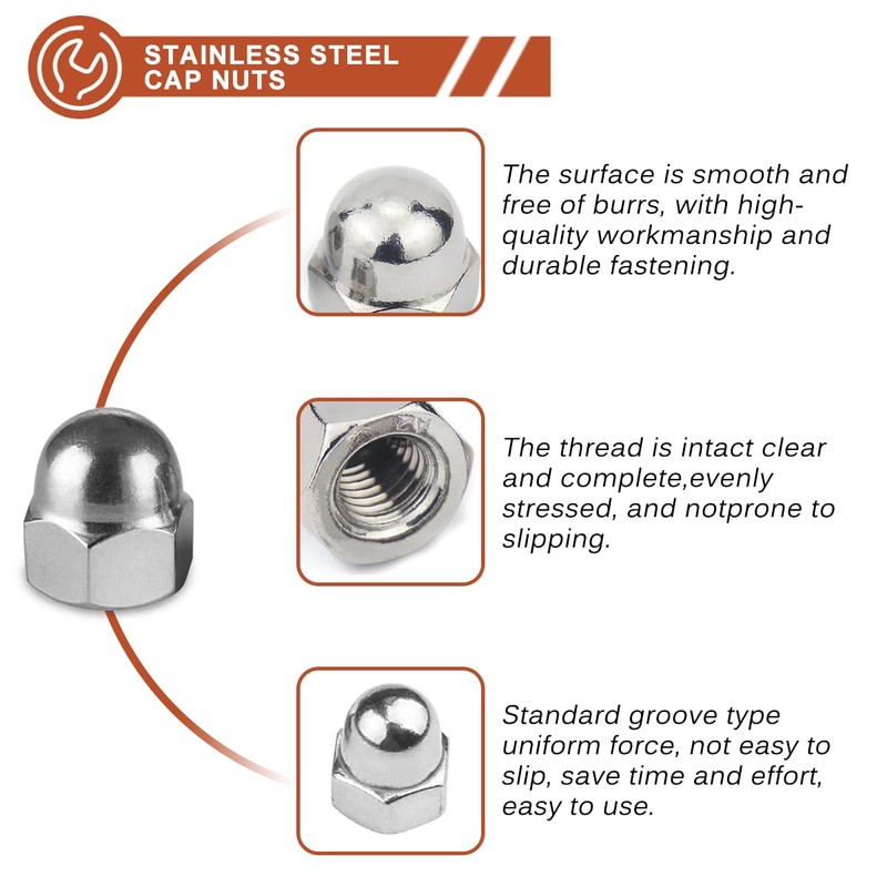 Drenky Acorn Nuts M8 Silver Stainless Steel A2 V2A Acorn