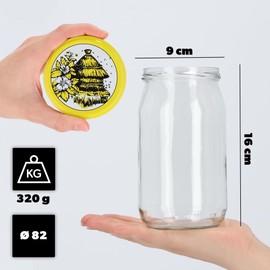 KADAX Preserving Jars 760 ml with fi82 mm Screw Lid, Screw Jars, Large Jars with Twist Off Lid, Preserving Jars for Cucumbers, Preserving Jars (Beehive, Pack of 8)