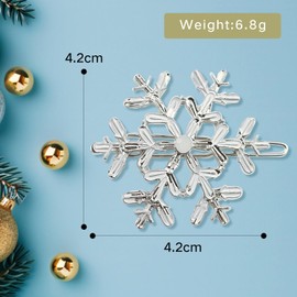 MFUOE 4Pieces Snowflake Hair Clips Silver Snow Bobby Pins Alloy Shiny Christmas Wedding Hairpin Hair Accessories for Xmas Women Girls