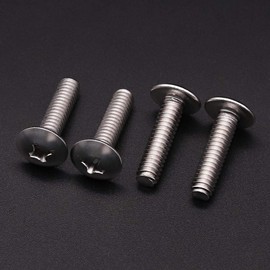 #10-24 x 1/2" (50 Pack) Phillips Truss Head Machine Screws, Stainless Steel 304 (18-8), UNC Coarse Thread, Round Head Phillips Drive Screws, Bright Finish