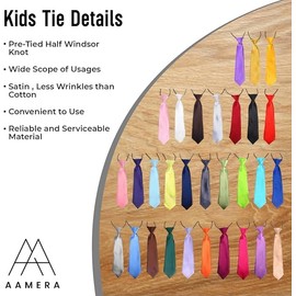 AAMERA Dark Purple Kids Elastic Neckties, Toddlers, Boys, Girls, Preschoolers, Weddings, Birthdays, Graduations, Communions