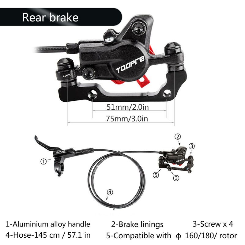 Hydraulic Bike Disc Brake Kit 160mm Disc Brake Rotor Aluminum