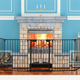 Pemberly Row Steel Fireplace Safety Fence Hearth Gate in Black
