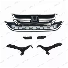 NAYSON 6PC For CR-V CRV 2010-2011 Headlight Brackets + Front Grill Set overlay Chrome