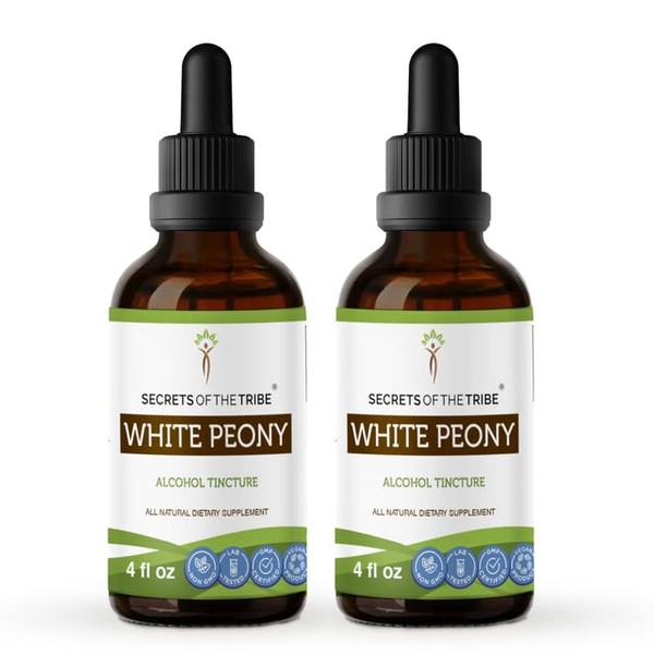 Secrets of the Tribe White Peony Tincture Alcohol Extract, High-Potency Herbal Drops, Tincture Made from Paeonia Lactiflora Healthy Blood Circulation 2x4 oz