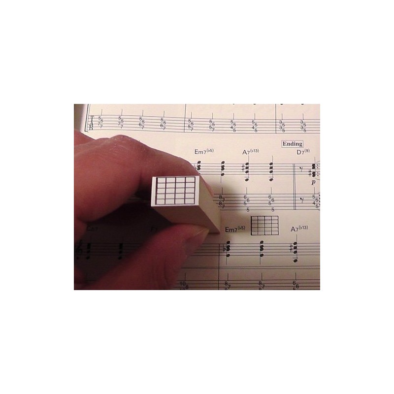 Mini Guitar Chord Rubber Stamp 4 Frets with Dye Ink