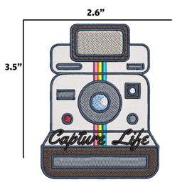 Retro Vintage Camera Embroidered Premium Patch Iron-On or Sew-On Embroidery Applique - Costume Uniform - Fun Novelty Badge Biker Emblem - Vacation Tourist Souvenir