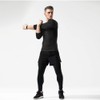 MEETYOO Mens Compression Long Sleeve Athletic Workout Undershirt, Black, Large