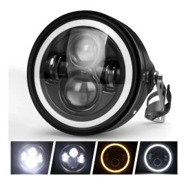 Faro Para Moto Universal + Carcasa Y Soporte De 7 Pulgadas Derecho