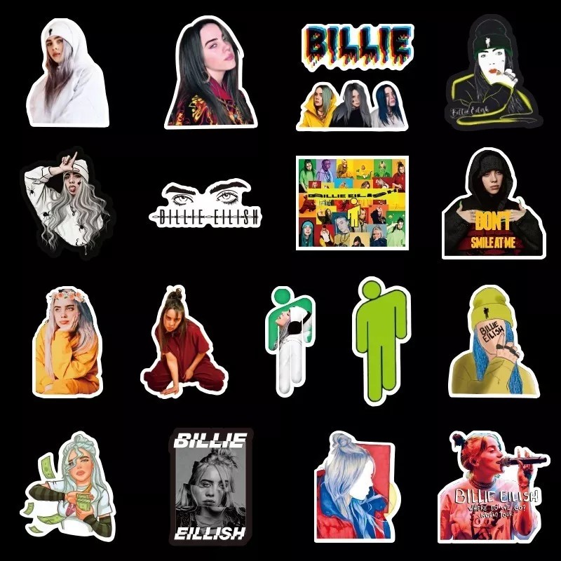 Billie Eilish 50 Calcomanias Stickers Cantante Contra Agua