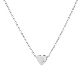 Silver Initial Necklace for Women Heart Letter Necklace Personal Name Outfit for Teens