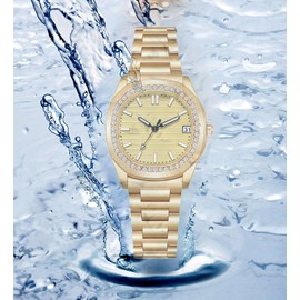 BESTKANG Luxury Women's Watch Date Luminous Waterproof Analog Quartz Dainty Watches for Women (Gold)