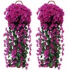 Fycooler Fycooler Artificial Wisteria Vine Violet Ivy Flowers, Artificial Hanging