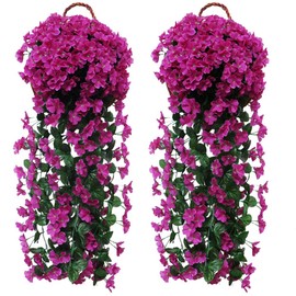 Fycooler Fycooler Artificial Wisteria Vine Violet Ivy Flowers, Artificial Hanging Flowers Silk Lifelike Faux Wisteria Hanging Garland for Outdoor Home Wedding Garden/Yard/Patio String Floral Decoration-2X90cm