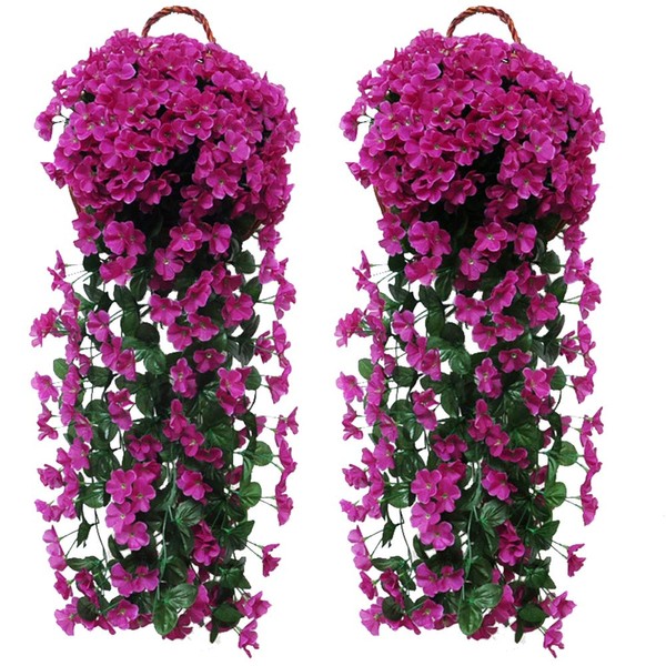 Fycooler Fycooler Artificial Wisteria Vine Violet Ivy Flowers, Artificial Hanging