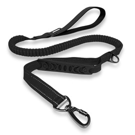 JoyPetto Heavy Duty Dog Leash for Medium & Large Dogs - Bungee Shock Absorbing, Dual Handle, Reflective, 150lb Max, Black