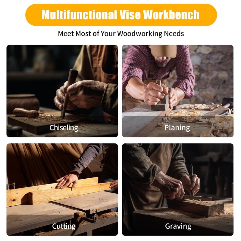 DOONARCES Woodworking Bench Vise, Portable Wood Vise Workbench, Hard Wood
