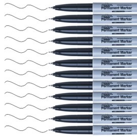 Apostrophe Games Ultra Fine Point Permanent Markers - 12 Pack, Black Pens - Office, School Supplies