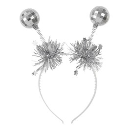 W WIDMANN MILANO Party Fashion 51948 Headband with Disco Balls, Tinsel, Glitter, Carnival, Theme Party