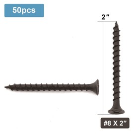 #8 x 2" Wood Screw 50PCS Black Phosphate Coated Stainless Flat Truss Head Fast Self Tapping Drywall Screws by SG TZH