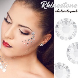 2880pcs SS10 2.8mm Crystals White Nail Flatback Rhinestones bulk Nail Art K9 Glass Round Gems Beads Stones Diamonds Nail Charms Jewels for Nails Design Accessories Crafts Eye Face Makeup Clothes Shoes