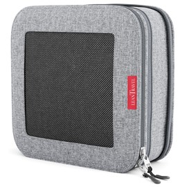 LeanTravel Premium Compression Packing Cubes for Travel - Suitcase Organizer Bags with Double Zipper & Breathable Mesh Panel - Space Saving Carry On Luggage Essentials (1 Medium Bag, Grey)