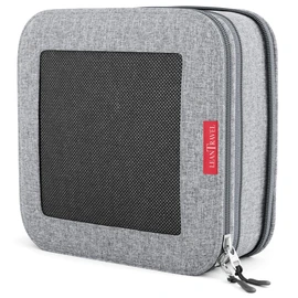 LeanTravel Premium Compression Packing Cubes for Travel - Suitcase Organizer Bags with Double Zipper & Breathable Mesh Panel - Space Saving Carry On Luggage Essentials (1 Medium Bag, Grey)