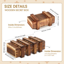 Kasyat Puzzle Box for Adults Wooden Boxes with Concealed Compartments Difficult Secret Compartment Brainteaser Game and Kids, 2 Packs (Retro Style)