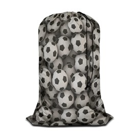 Swono Soccer Ball XL Laundry Bags, Drawstring Closure Dirty Clothes Bag Organizer, Heavy Duty Large Laundry Bag, Football Game Match Sport Rip-Stop Bags, Machine Washable 28" x 40"
