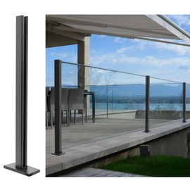 Glass Balustrade Post System - Mid Post - 43.5inch Glass Railing Post for Decks, SUS304 Stainless Steel Glass Stair Post for Indoor & Outdoor for Balcony, Attic, Pool, Porch - 1Pack…