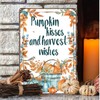 Pumpkin Kisses and Harvest Wishes Metal Tin Sign Fall Decorations