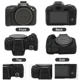 VOVMOEYA - Compatible con Canon EOS R50 - Kit de accesorios de funda para cámara [con 2 películas templadas LCD], funda protectora de silicona suave EOS R50, sensación de agarre mejorada, ligera, 9H
