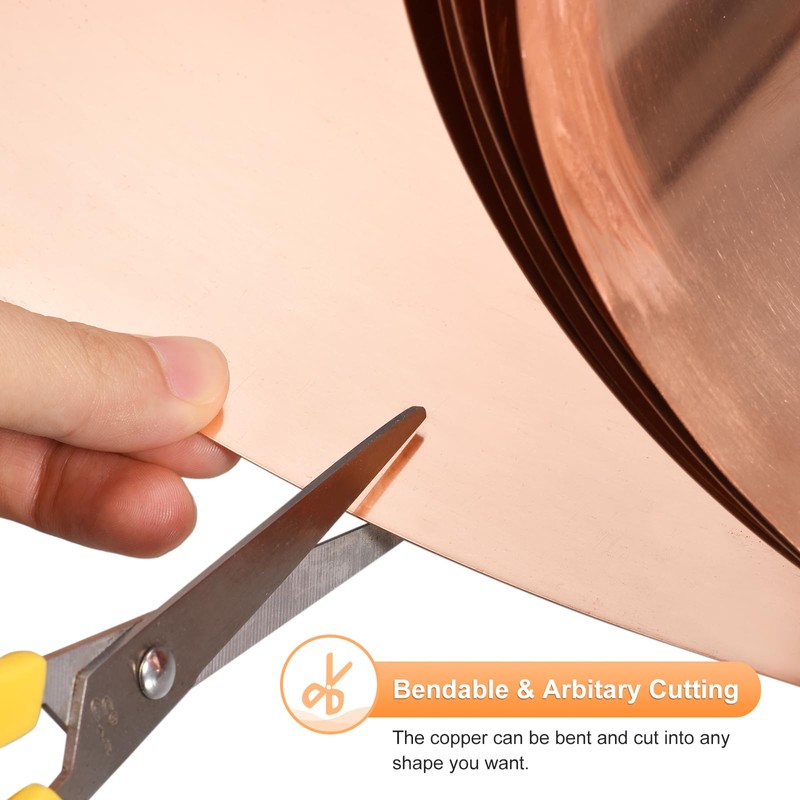 sourcing map Copper Sheet Roll 2500mm x 25mm x 1mm,