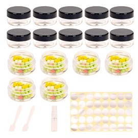 16 Pcs Empty Plastic Cosmetic Jars, 15ml Sample Containers Pots Bottles,sample pots for cosmetics, Travel Cosmetic Jar Pots with Lids,travel pots for cream,travel cream pots for toiletries