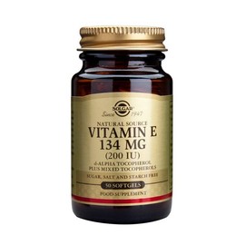 SOLGAR VITAMIN E 134MG (200IU), NATURAL ANTIOXIDANT.  FOR STRONG IMMUNE SYSTEM& HEART FUNCTION 50SOFTGELS