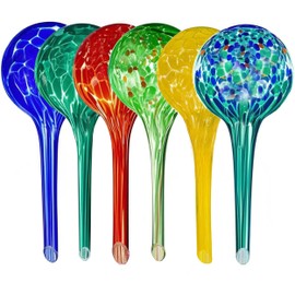 Self Watering Globes for Plants Set of 6 - Automatic Glass Plant Watering Bulbs for Indoor & Outdoor Use - Multicolored Watering Devices for Daily Plant Care