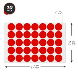 YIKIADA Red Dot Stickers 1" Round Labels Circle Color Coding Decals Colored Tags for Office Classroom Home Yard Sale 350 PCS