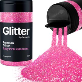 Hemway Premium Glitter Shaker - Baby Pink Iridescent | Fine Metallic Flake Sequins for Resin & Epoxy Crafts | Craft Supplies for Tumblers, Festival, Hair, Face, Body, Eye & Nail Art | 130 g