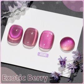 GAOY Cat Eye Gel Nail Polish, 16ml Glitter Holographic Nail Polish with Magnet, Reflective Translucent UV Gel, 2030 Exotic Berry