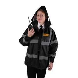 First Class High Visibility Water Resistant Raincoat and Pant With Reflective Stripes (Black/Gold ID, XX-Large)