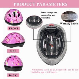 Lamsion Kids Helmet Adjustable for Kids Ages 3-8 Years Old Boys Girls, Toddler Helmet with Protective Sports Gear Set Knee Elbow Pads Wrist Guards for Cycling Skateboard Scooter